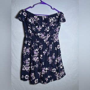Mossimo Supply Co. Navy and Purple Floral Mini Dress